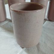 8 signed enamelled ceramic mugs