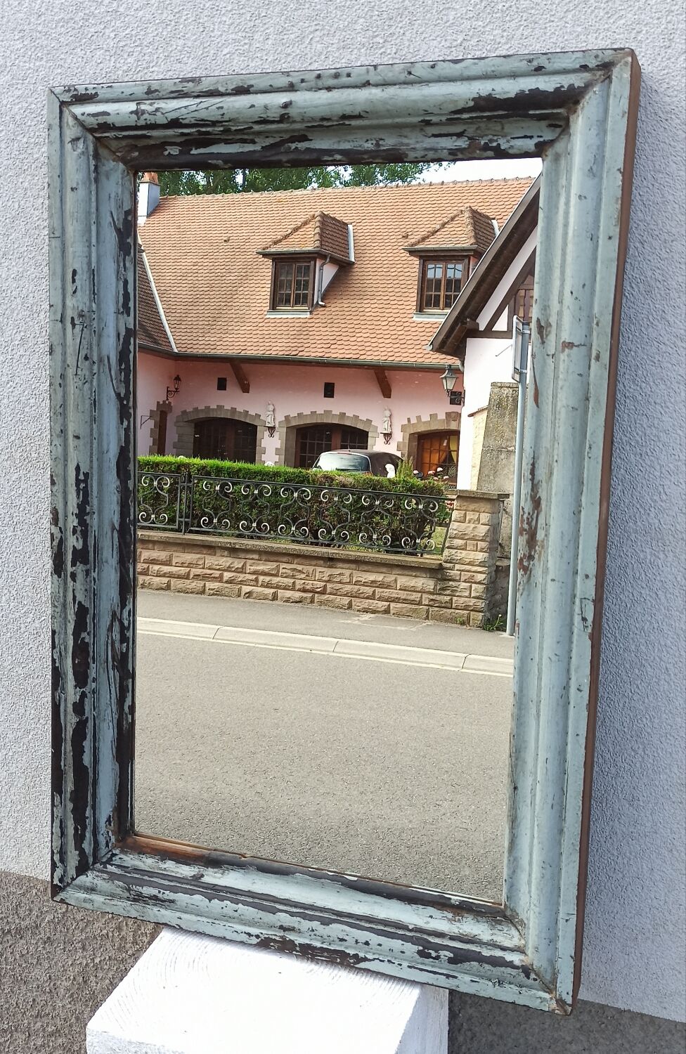 Rectangular mirror in old wood