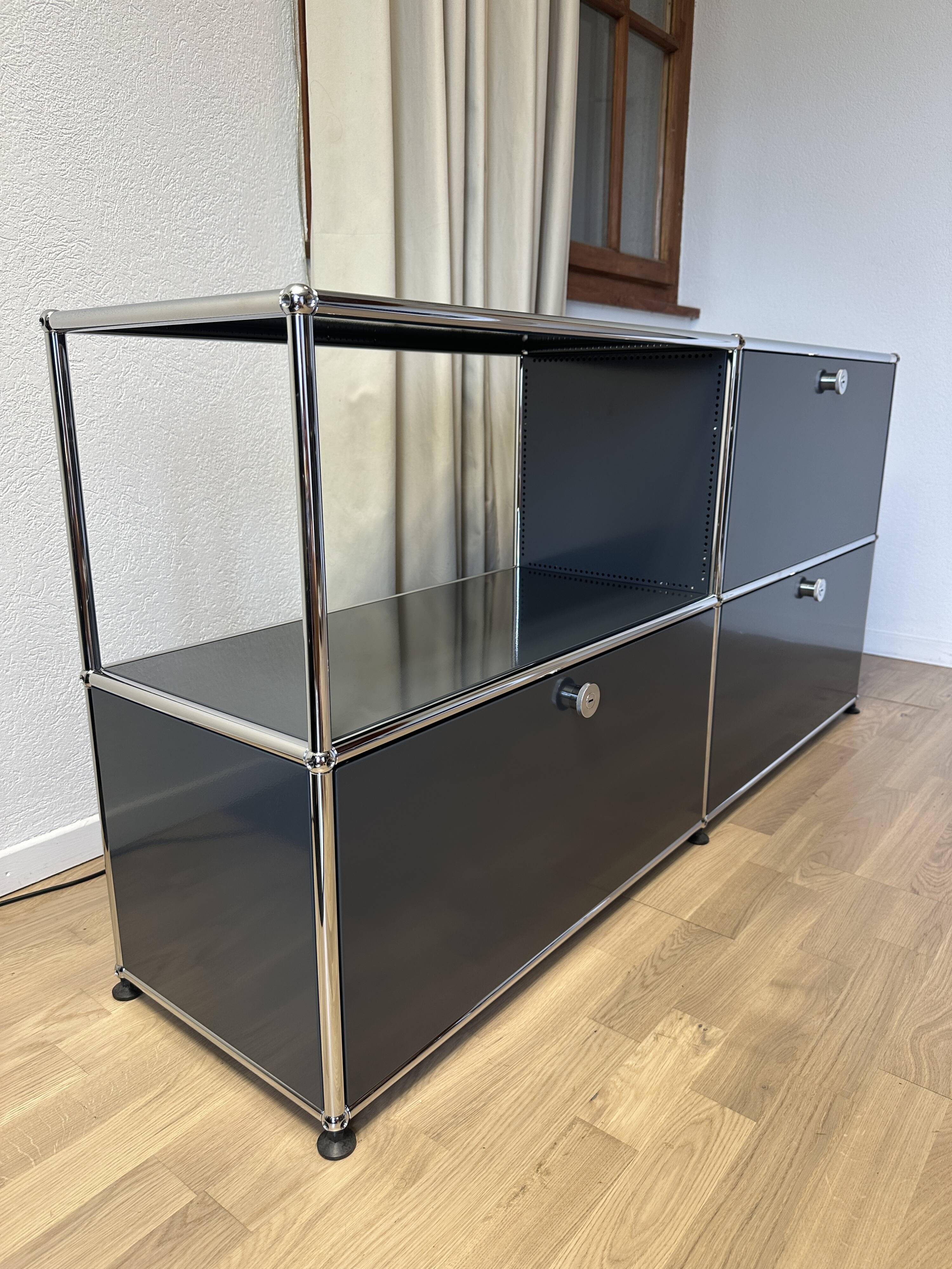 USM Haller sideboard in Anthracite Grey and Graphite Black