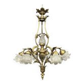 Lustre ancien en bronze massif doré.