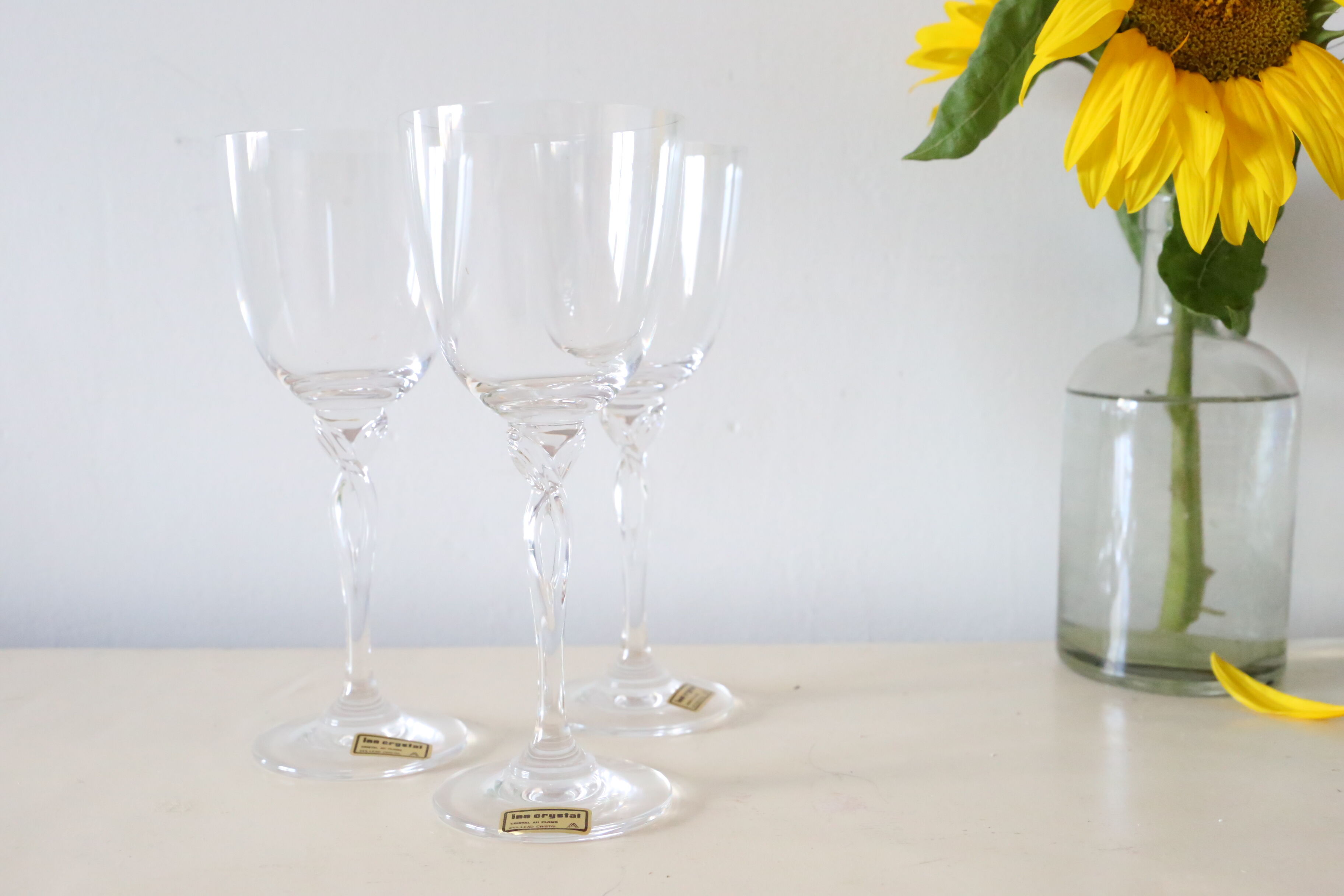 Set of 3 wine glasses, crystal