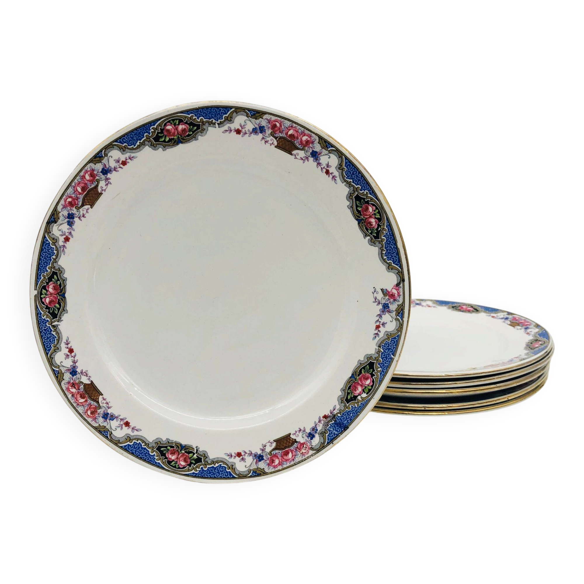 6 Assiettes à dessert  “Sarreguemines & Digoin”.