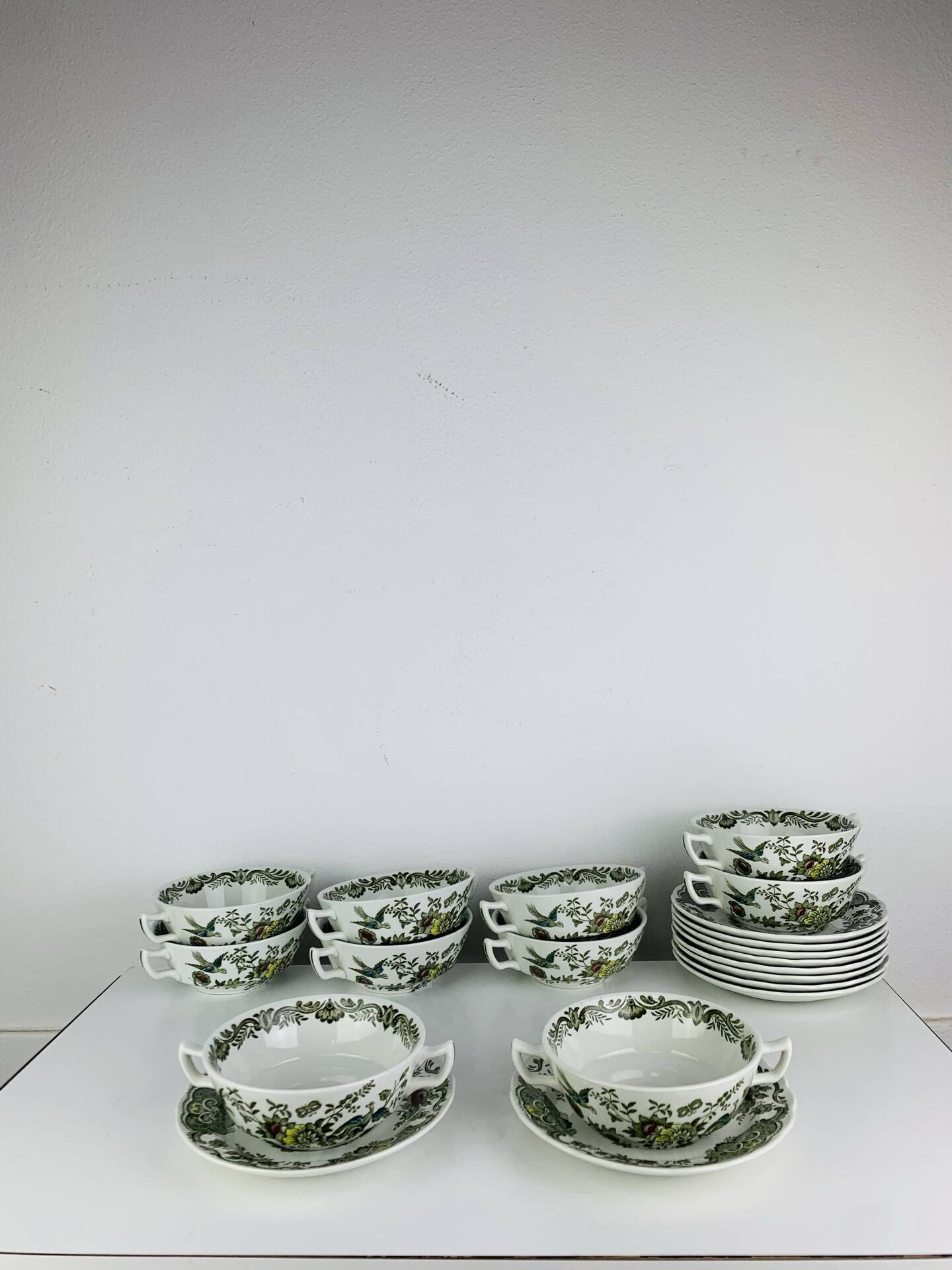 10 tasses à thé/café modèle Windsor par Ridgway, faïence anglaise