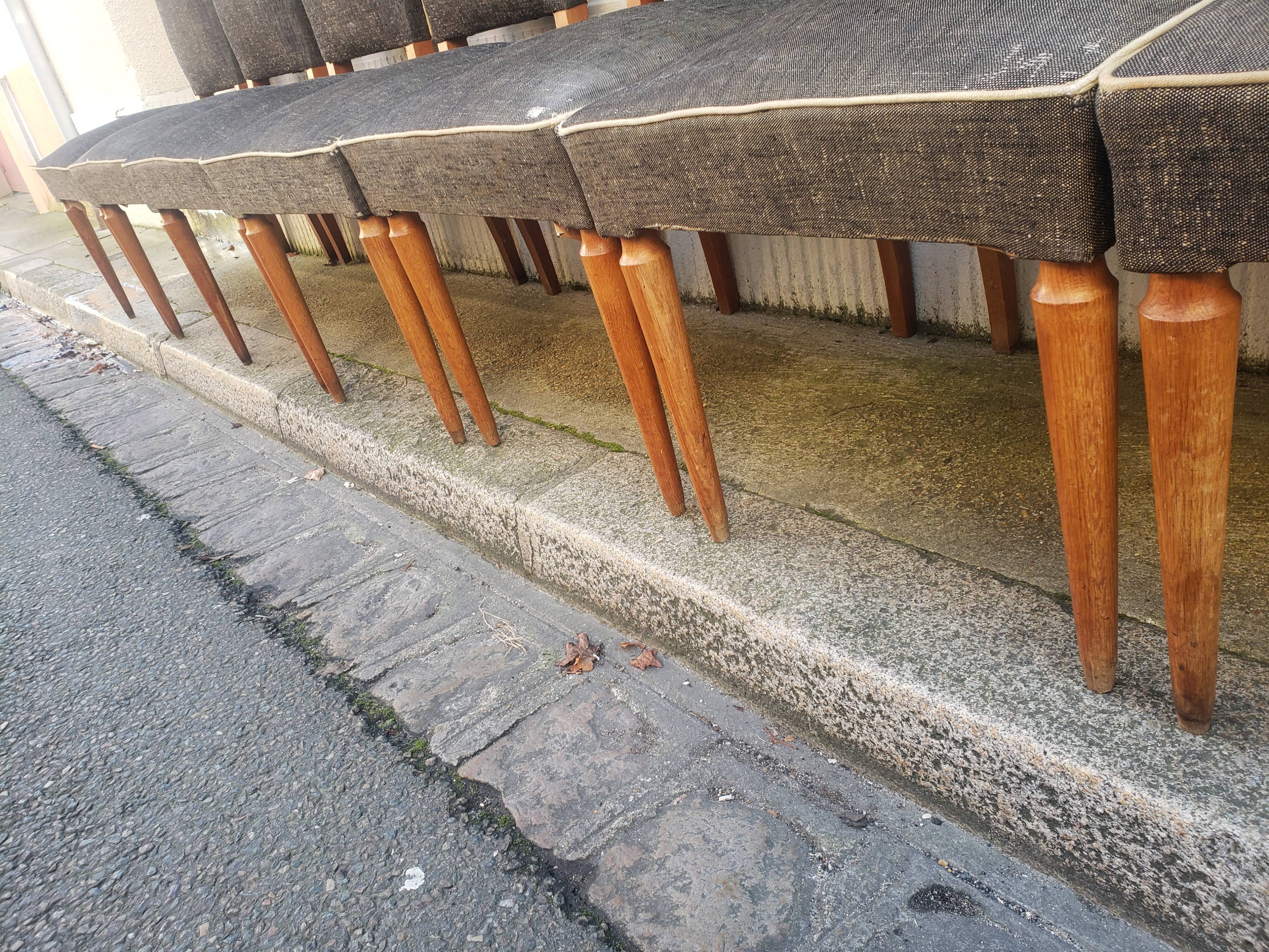 8 vintage chairs lined grey black