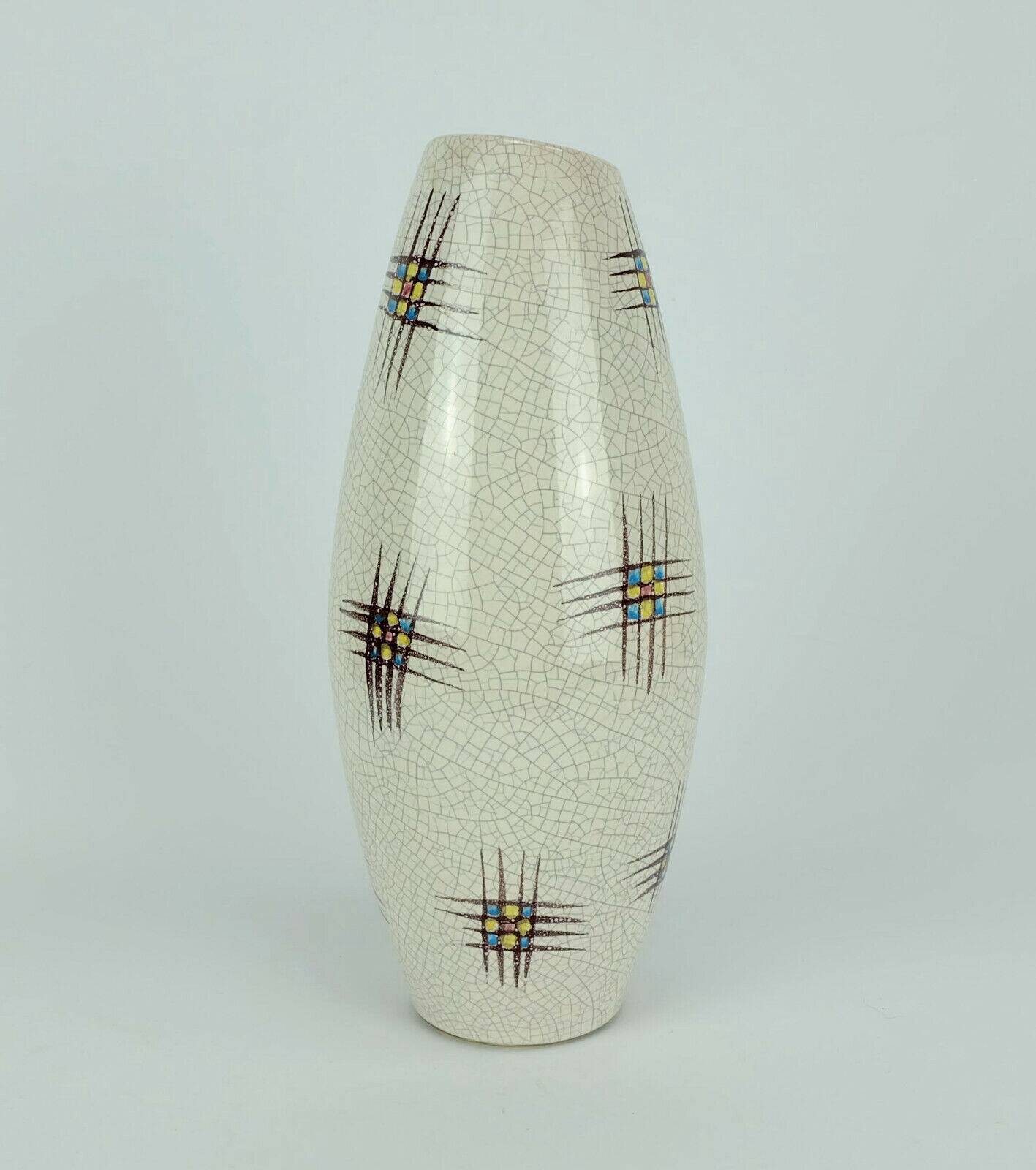 Ceramic vase silberdistel abstract decor craquelé glaze 125/30