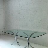 Glass and chrome steel dining table