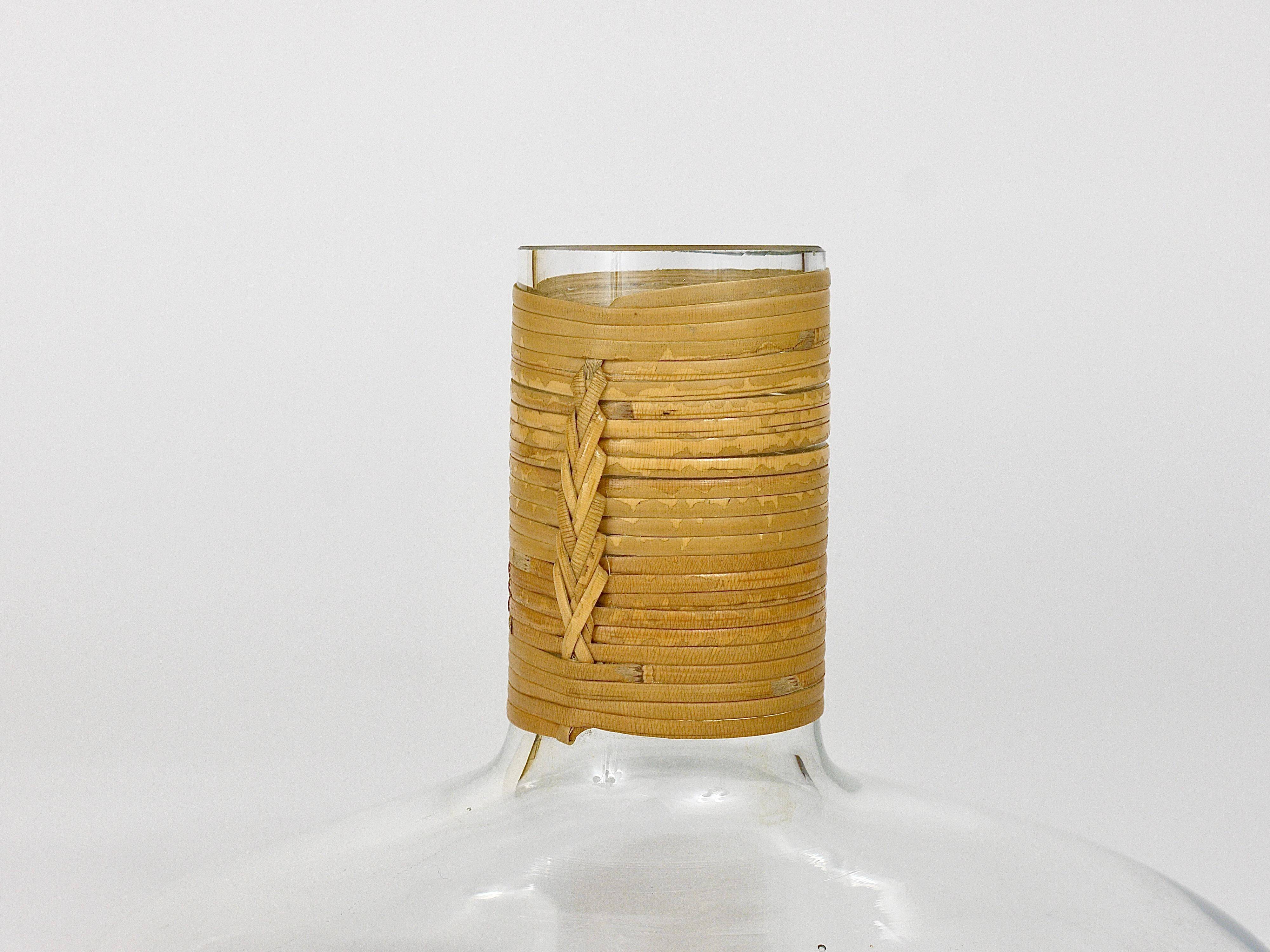 Vase or decanter by Carl Aubock with wicker top, mid-century, Austria, 1950s.