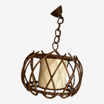 Louis Sognot style rattan pendant lamp