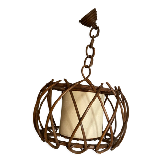 Louis Sognot style rattan pendant lamp