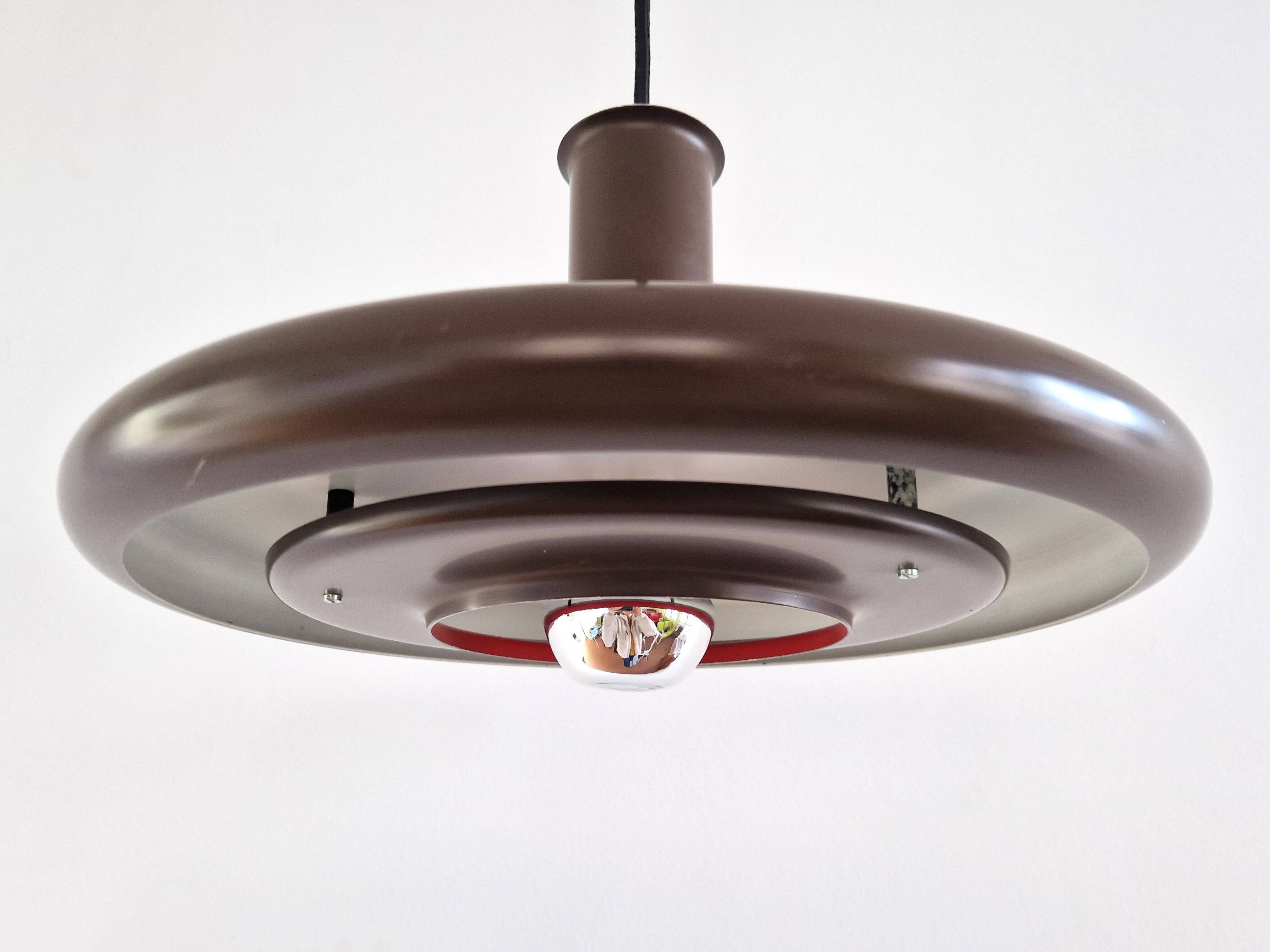 Dark brown Optima pendant lamp by Hans Due for Fog & Mørup, Denmark 1970s