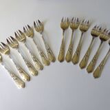 12 fourchettes à huitres en métal argenté