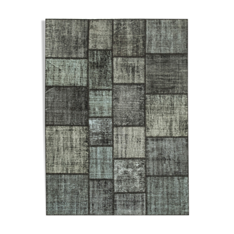 Tapis turc surteint fait à la main 176 cm x 242 cm tapis patchwork noir