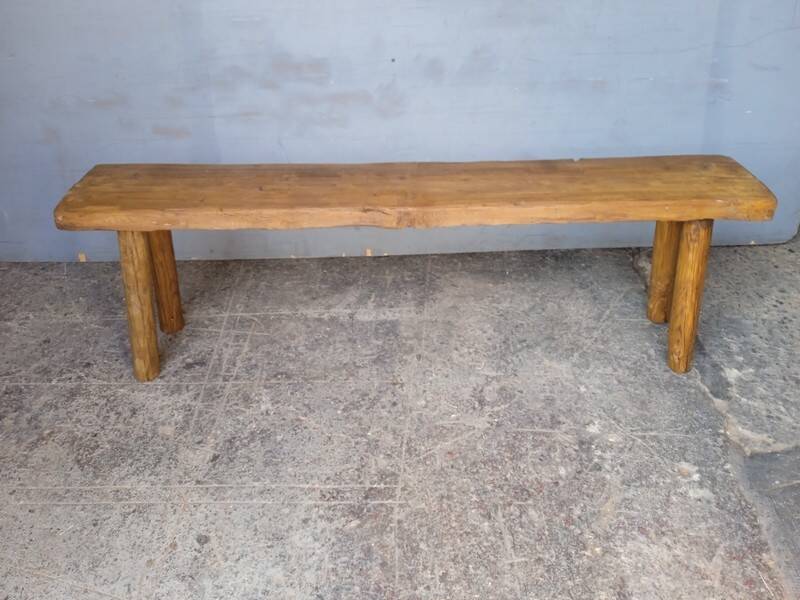 Bench 144 cm old patinated solid wood