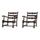 A pair of modern and sculptural vintage Danish armchairs in oak and papercord, 1940s.