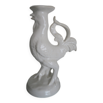 Rooster St Clément Pompadour candle holder White earthenware 27 cm
