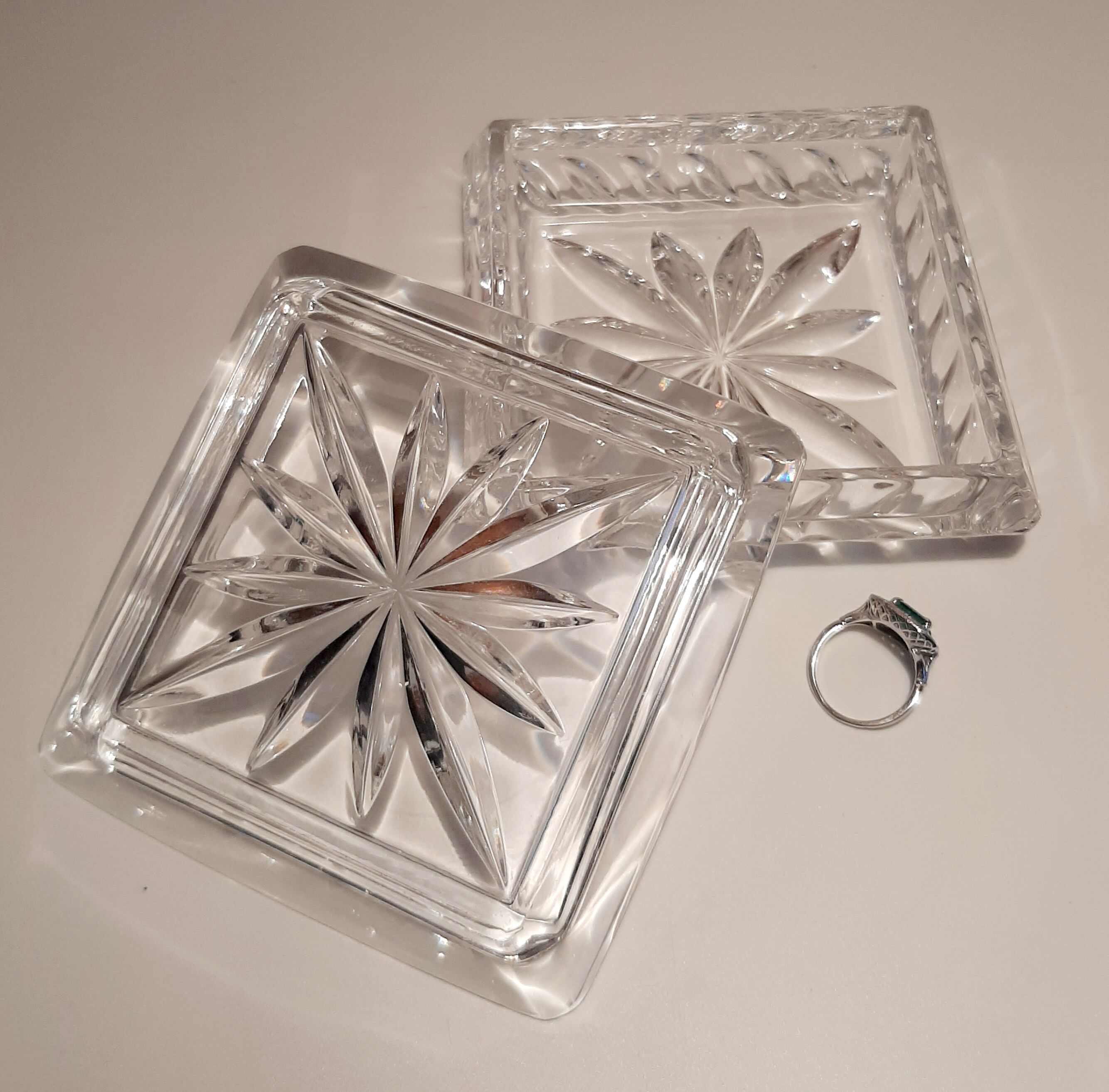 Crystal art deco jewelry box
