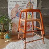 Pair of low metal stools industrial workshop - vintage