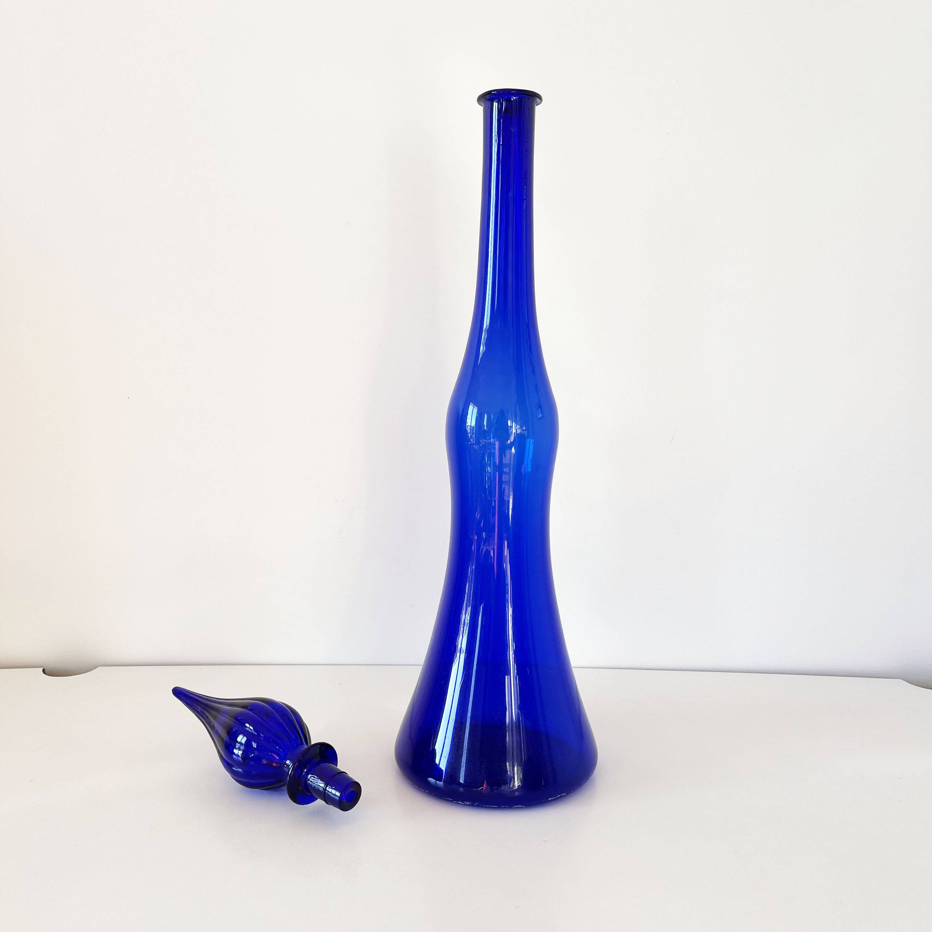 Bouteille, carafe italienne Empoli bleue