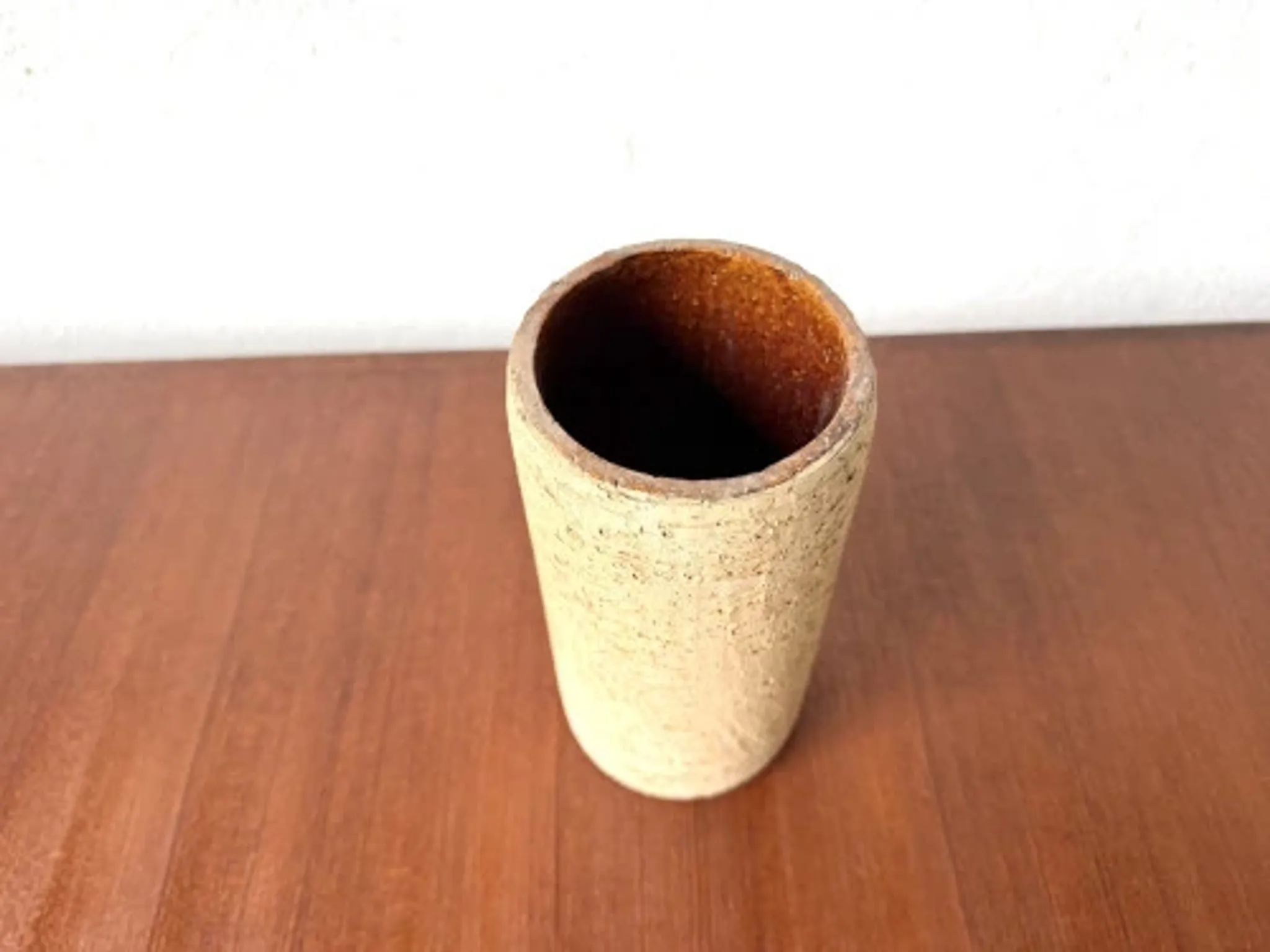 Cylindrical glazed stoneware vase, 1970s