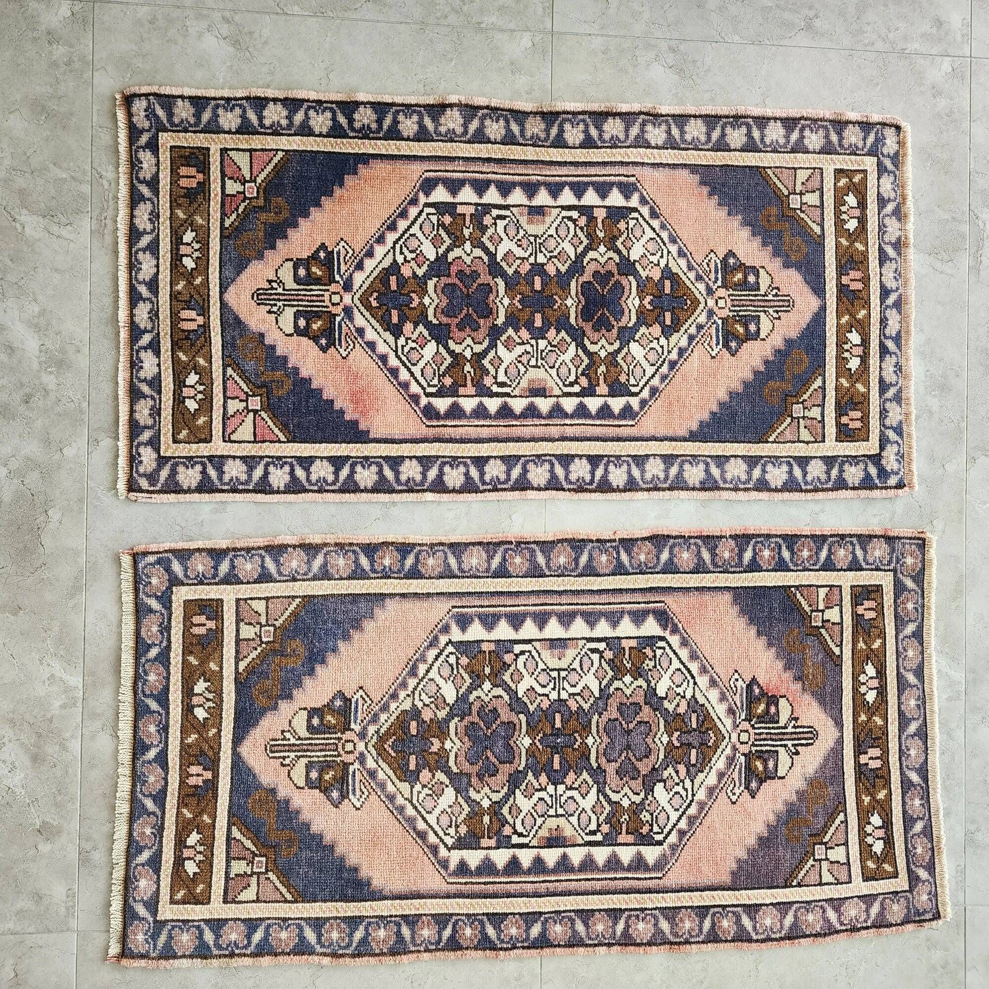 Set of 2 vintage handmade Turkish rugs 54x105 cm