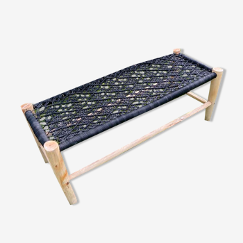 Black macram braiding bench