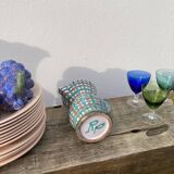 Robert Picault pitcher in green ceramic Vallauris checkered 1960