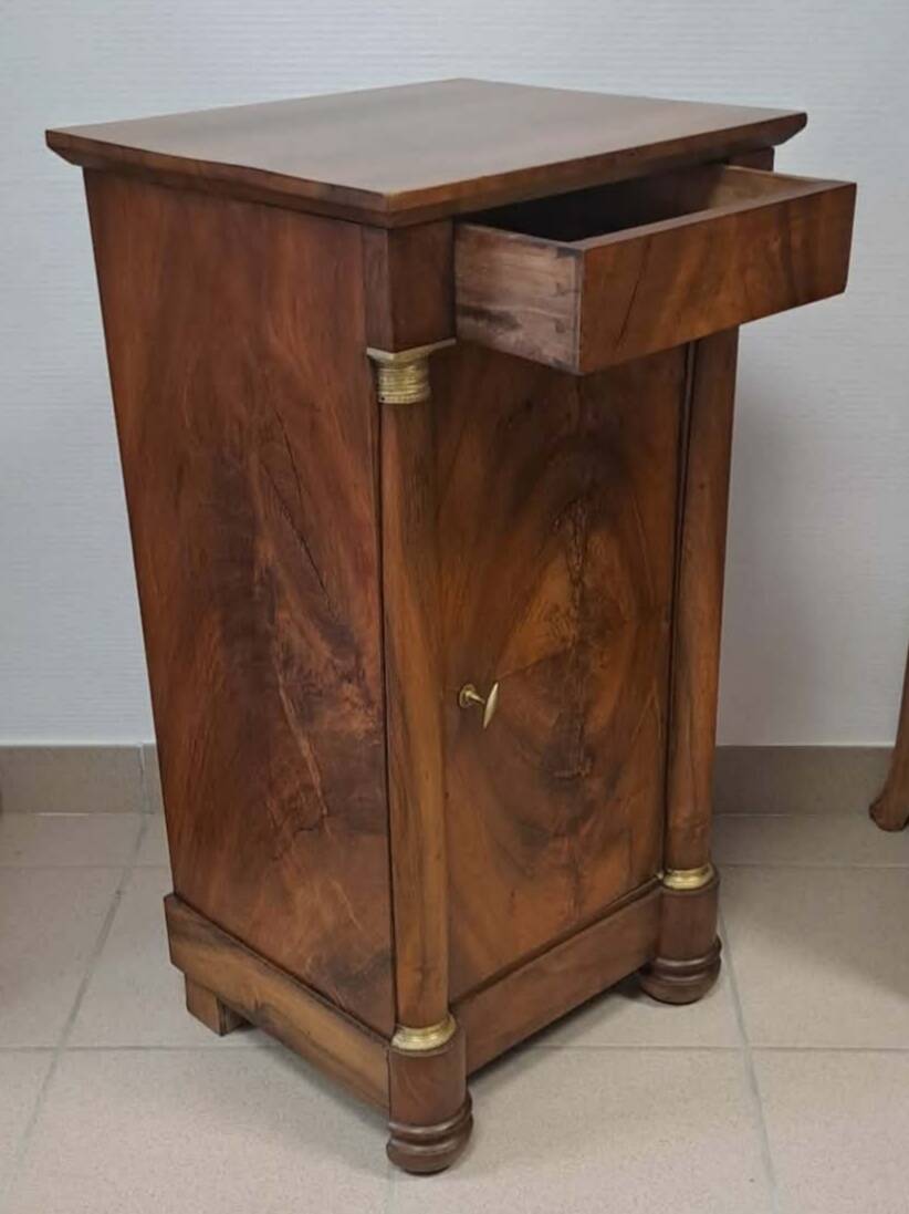 Empire-style bedside table in walnut