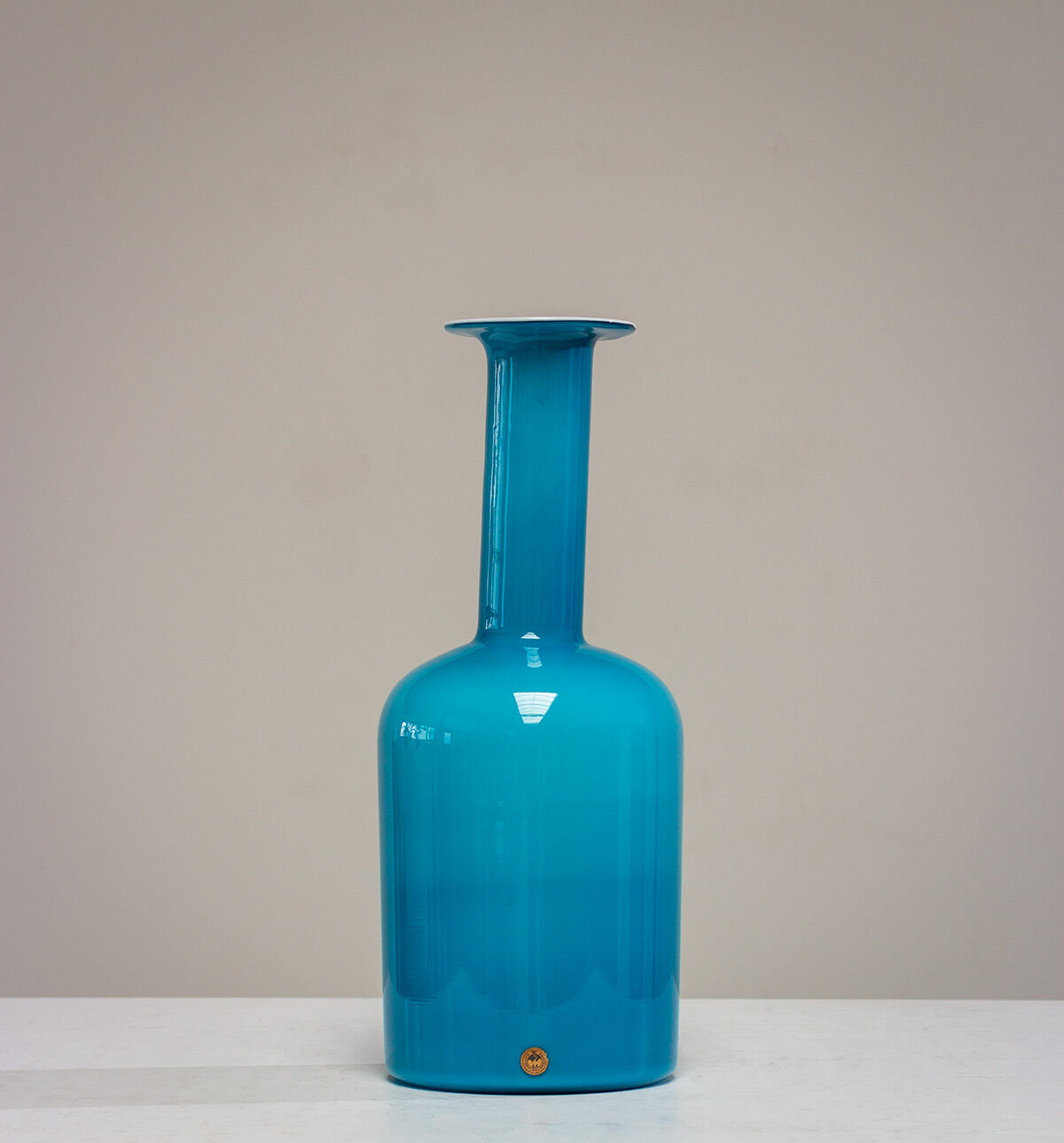 Large blue Gulvvas Otto Brauer for Kastrup Holmegaard 1970