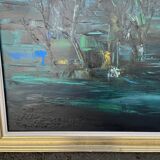 Painting by Marc-Jean Couvert - Blue abstract composition