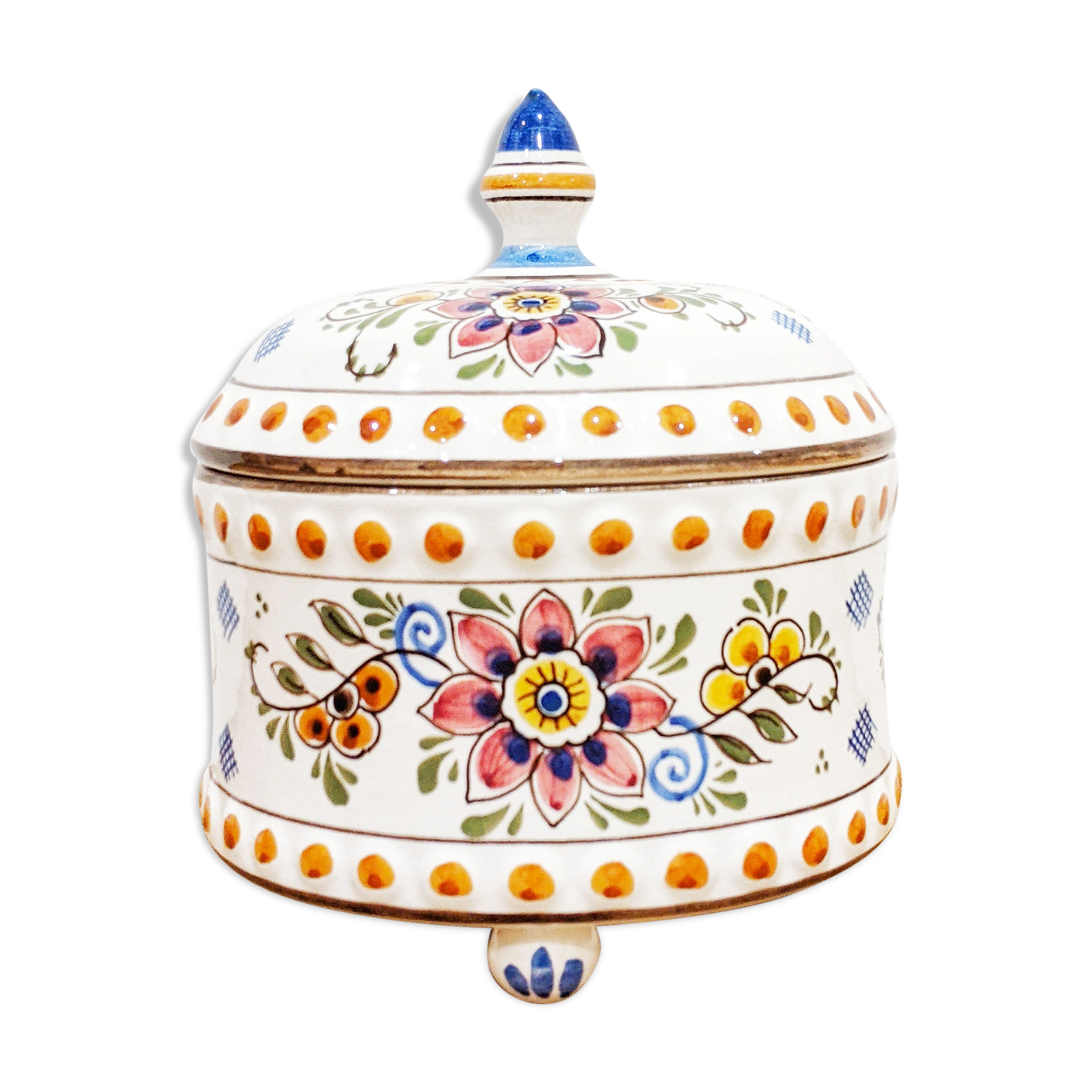 Vintage polychrome box'70 made of Delft ceramic. In perfect condition.