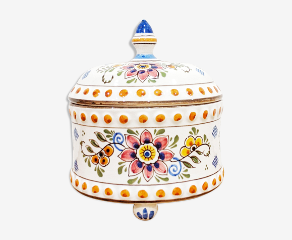 Boîte polychrome vintage'70 en céramique de Delft. En parfait état.