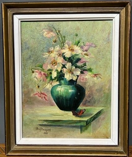 Nature morte aux fleurs. huile sur panneaU, B. Dexpers