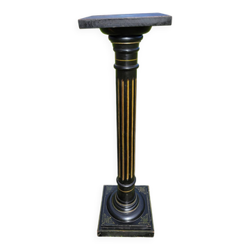 Colonne, sellette Napoléon III en bois noirci et feuille d'or, milieu XIXème