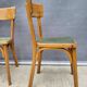 Trio chaises bistrot Baumann 1950 simili vert chiné
