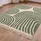 Traditional green and white natural wool rug size 150/250 cm