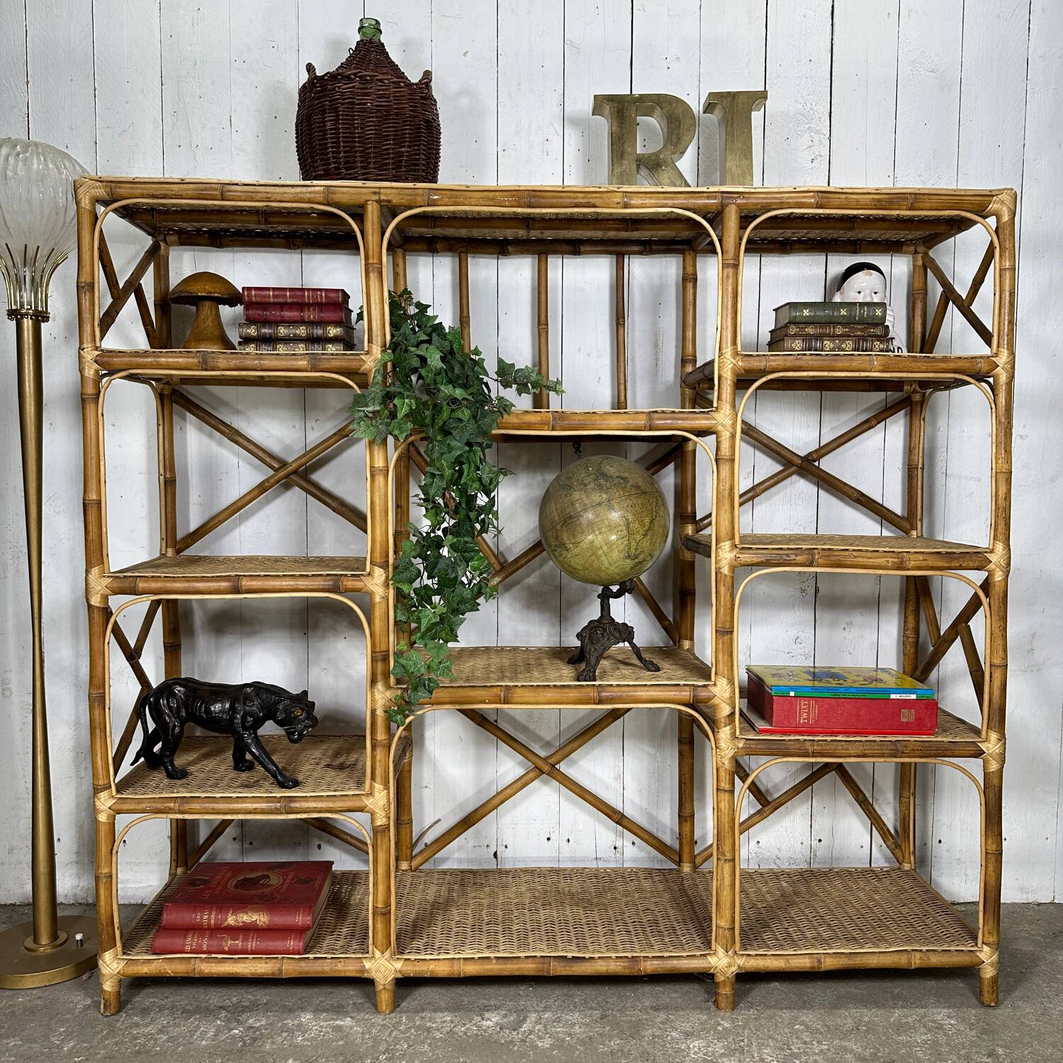 Bamboo and rattan shelf