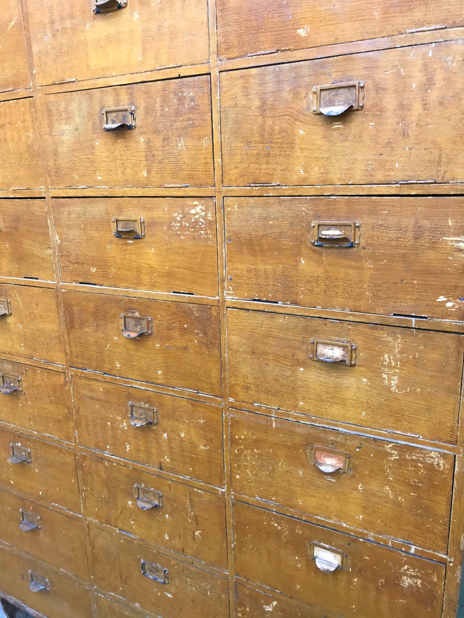 Vintage 50s wooden clamshell workshop furniture