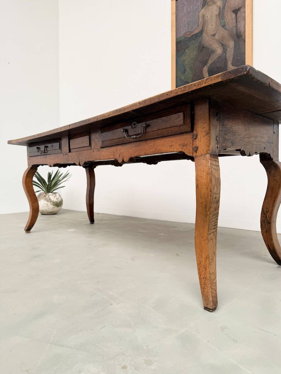 19th century walnut drapery table 2m1