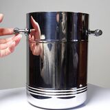 Vintage champagne bucket from the 80s-90s by Orfévrerie Jean Couzon in 18/10 stainless steel.