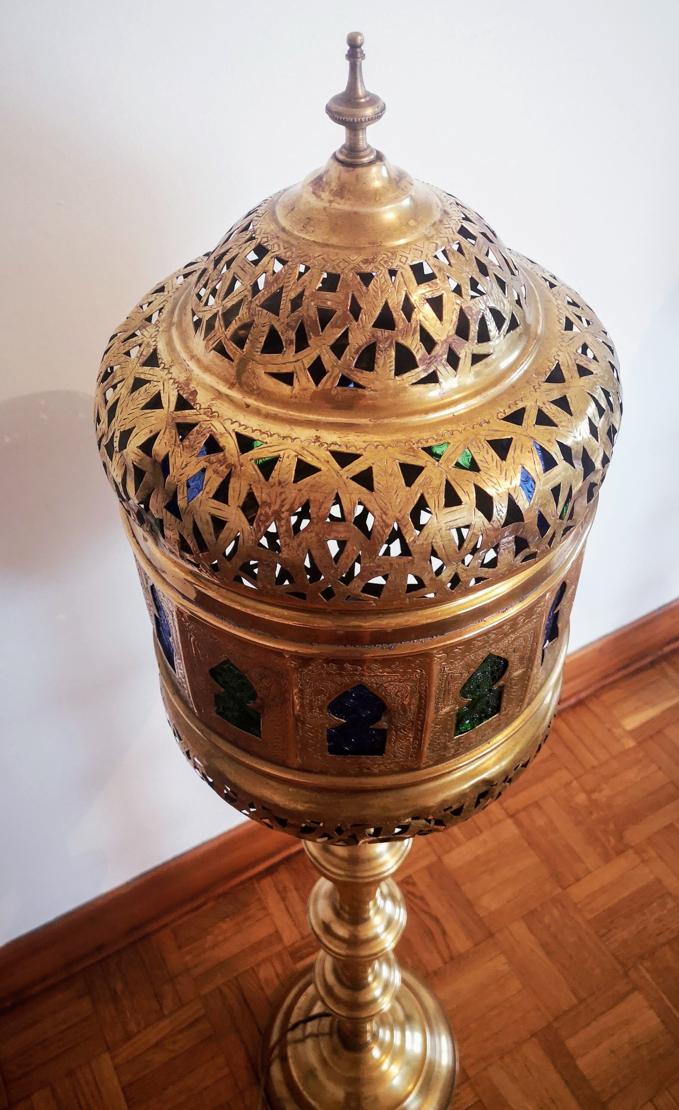 Pair of copper and brass floor lamps 70s