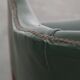 Green Cowhide Leather and Wooden Side / Dining / Desk Chair