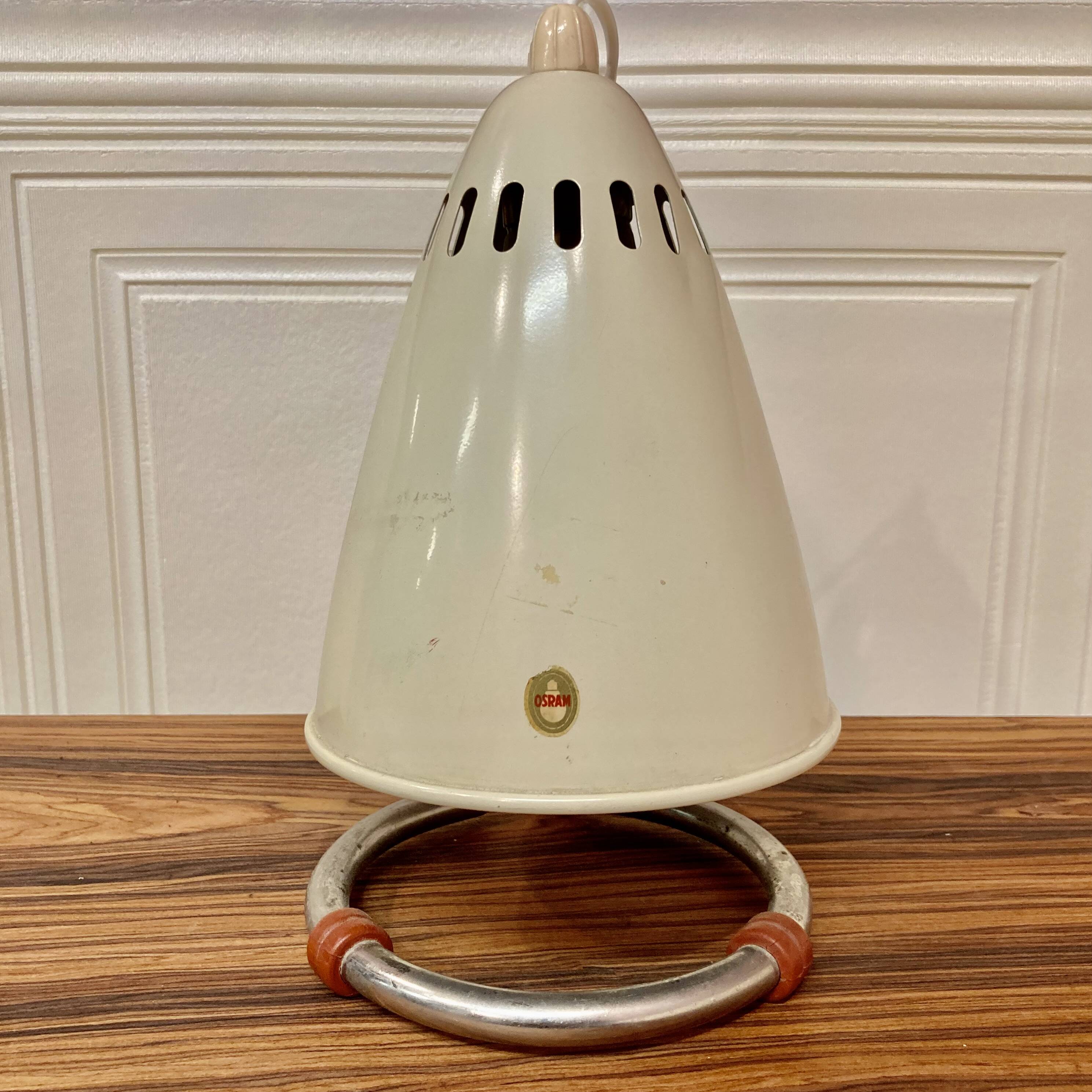 Pair of large metal osram lamps 1950.