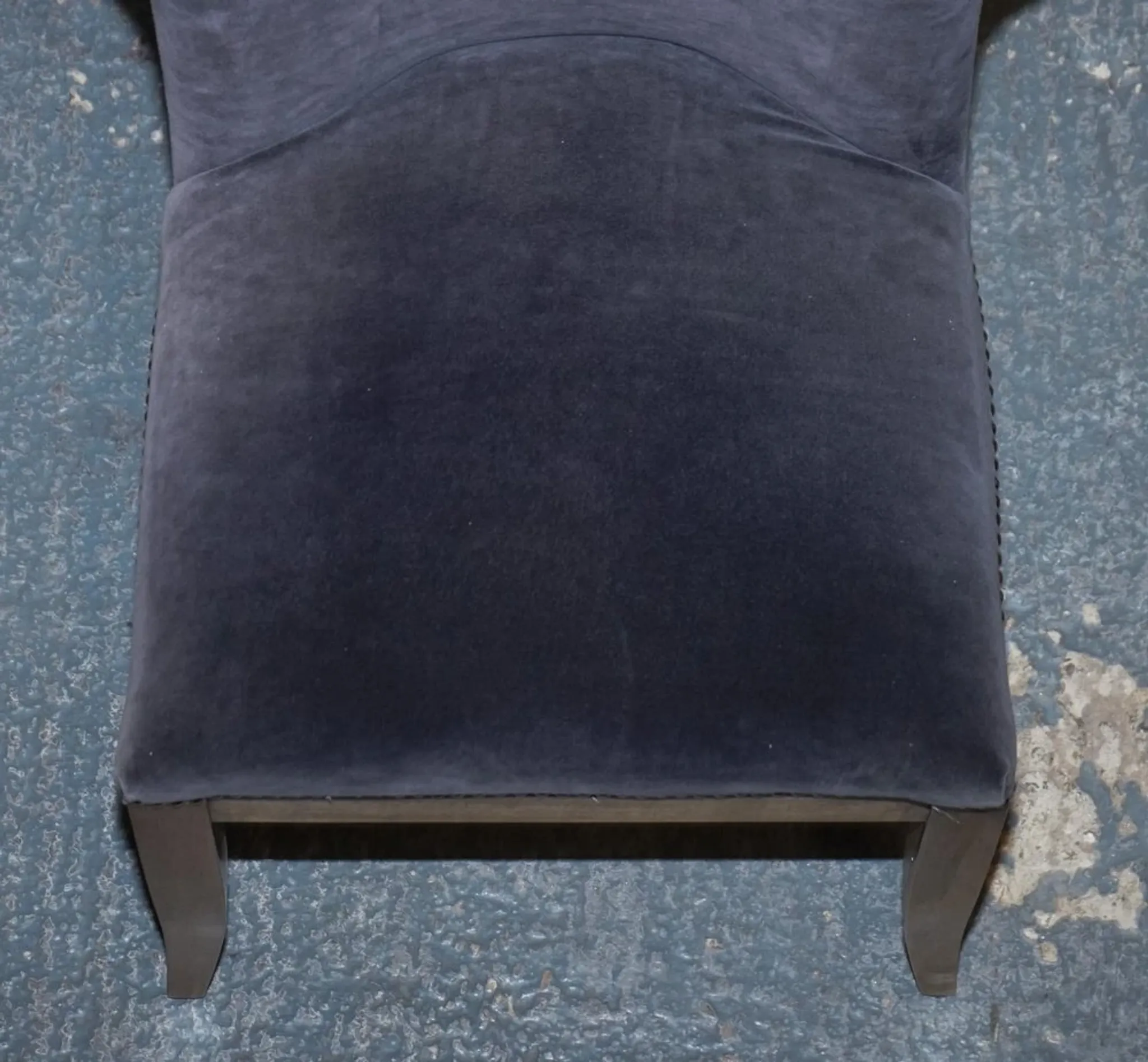 Vintage Office or Dining Chair in Navy Blue Velvet with Halo Studs