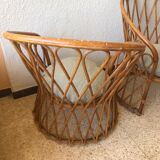 Pair of vintage rattan armchairs