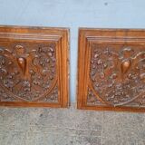 2 carved walnut woodwork panels early 20th century