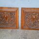 2 carved walnut woodwork panels early 20th century