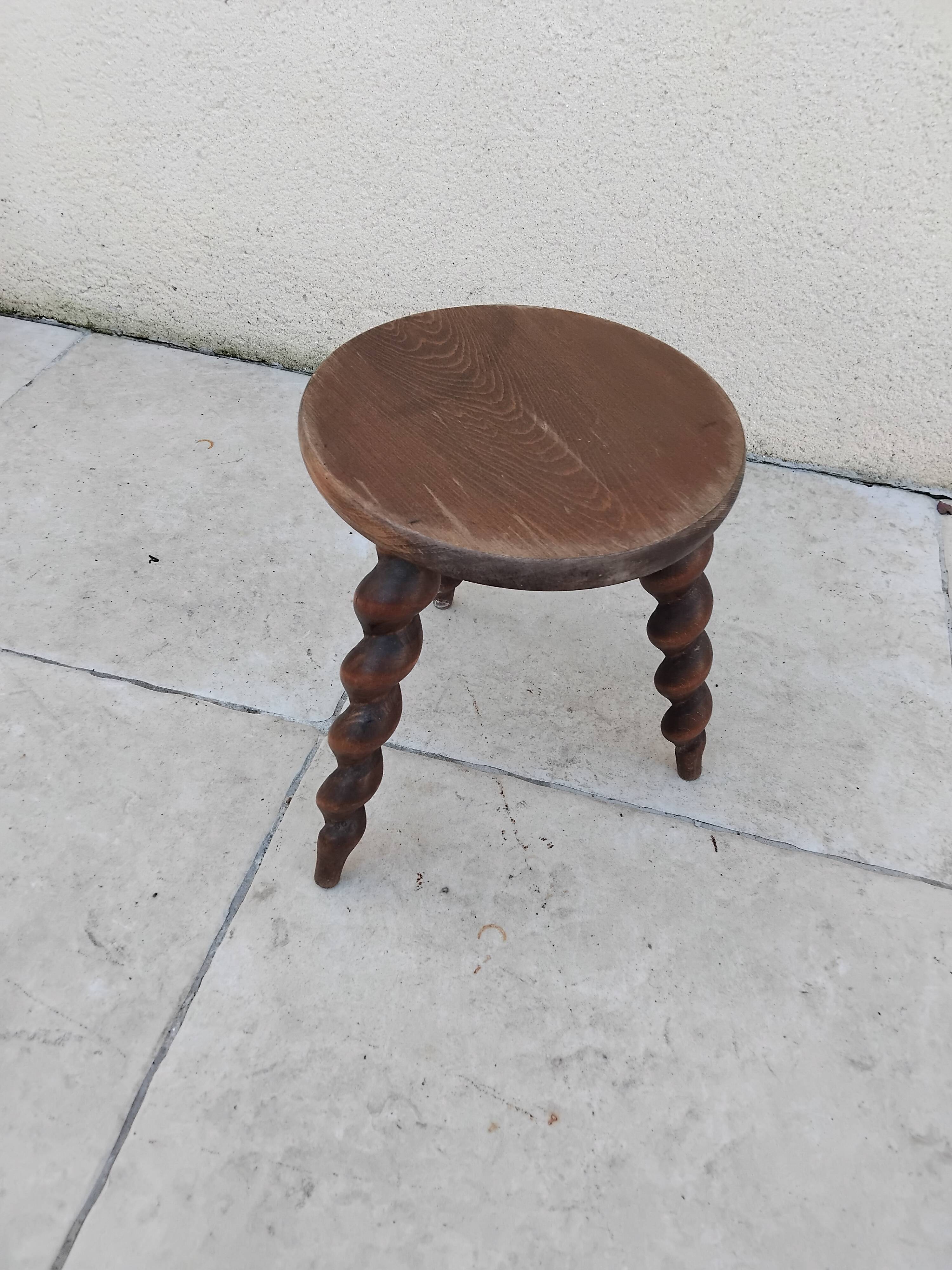 Small vintage plant stand with twisted tripod legs