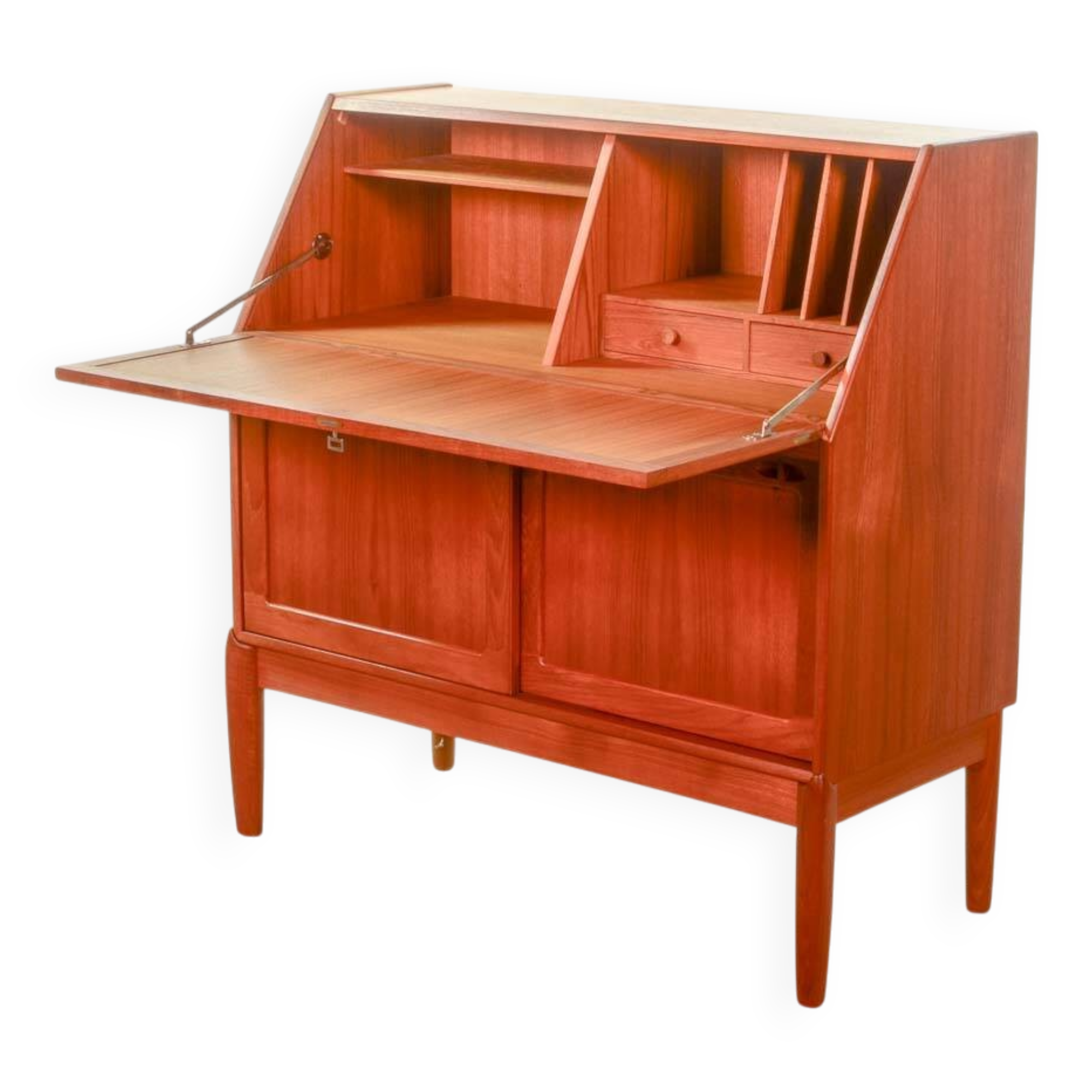 Danish Teak Writing Desk Cabinet by H.W. Klein for Bramin. Germany, 1960s