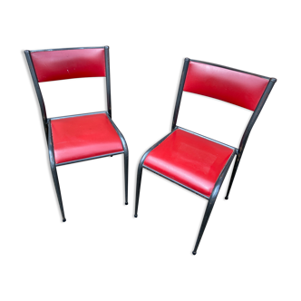 2 chairs mullca 510 imitation leather 50s