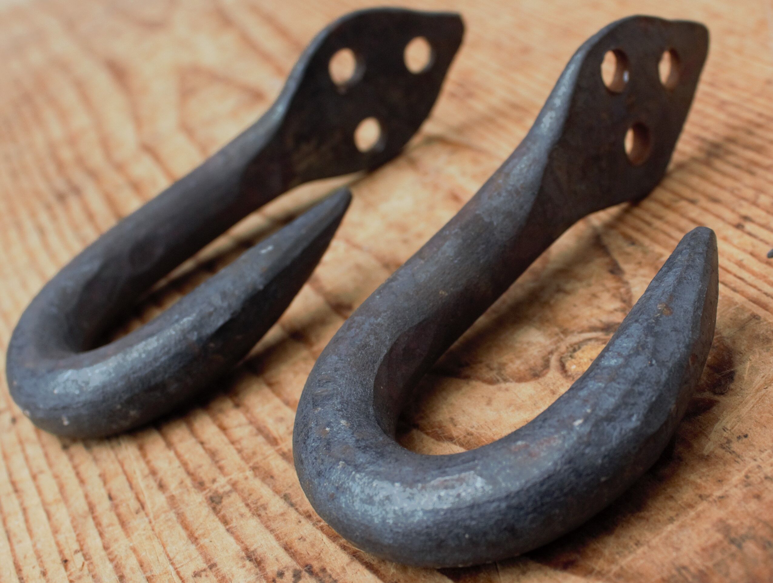 Antique set of 2 industrial butcher hooks